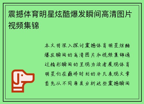 震撼体育明星炫酷爆发瞬间高清图片视频集锦